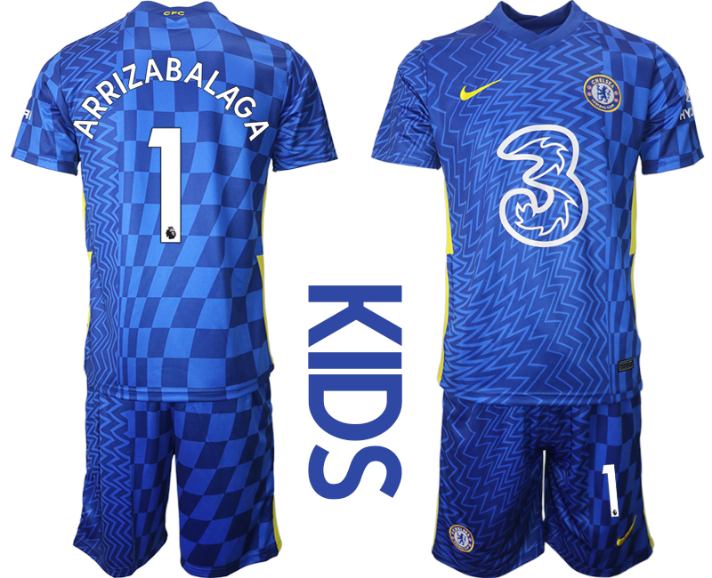 Youth 2021-2022 Club Chelsea FC home blue #1 Nike Soccer Jerseys
